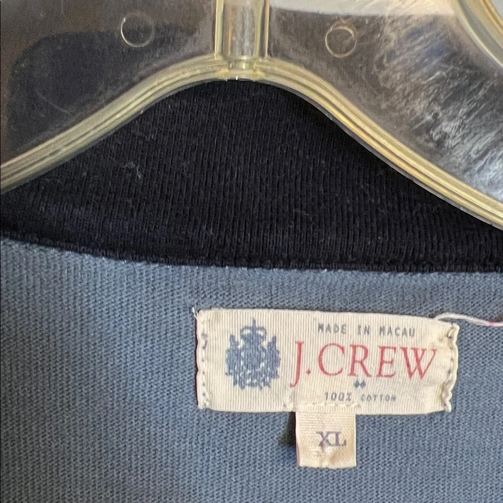 *FLAWED* J. Crew Blue Quarter-Zip Pullover with Contrast‎ Collar- XL
